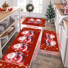 1/2/3pcs Christmas Theme Kitchen Rug, Flannel Kitchen Rug, Comfortable Soft Absorbent Non-Slip Machine Washable With Non-Slip Backing, Multi-Functional Home Floor Mat, Suitable For Doorway, Living Room, Bedroom, Kitchen, Dining Room, Bathroom, Laundry Room, Patio, Entryway, Holiday Christmas Decor Mat - Multicolor - View 12