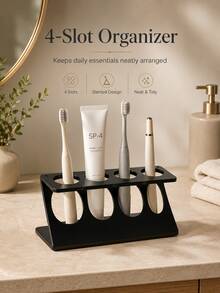 Multifunctional Bathroom Organizer-A 2-In-1 Toothbrush And Draining Rack. This Countertop Stand For Toothpaste And Dental Accessories Is Suitable For Both Bathrooms And Kitchens, Combining Stylish Design With Practicality. - Multicolor - View 5