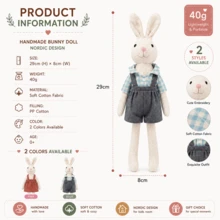 1pc Handmade Fabric 29cm Dress-Up Rabbit Plush Doll, Newborn Baby Birthday Gift, Teething & Sleep Companion Soothing Doll - Baby Bunny - View 3