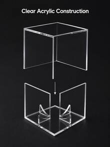 Acrylic Transparent Baseball Display Case With Stand, UV-Resistant Dust-Proof Memorial Display Box For Standard Size Baseball, Stackable Desktop Storage, Home Office Bookshelf Decor, Keepsake Display Gift For Baseball Fan Father And Son - Clear - View 4