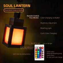 Pixel Lantern Night Light, 16-Color LED Wall-Mounted Ambient Light, With Remote Control, Rechargeable, Desktop Mountable, Cosplay Bedroom Decor Light - Multicolor - View 5