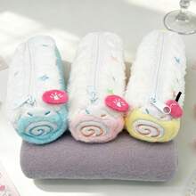 Cute Swiss Roll Plush Pencil Case, Large Capacity, Sweet High-Quality Stationery Storage Bag For Students, DGGM - Multicolor - View 2