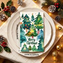 19/39/59pcs Christmas Dinner Napkins, Christmas Pattern, Printed With Christmas Tree, Decorations And Snowflakes, Suitable For Christmas Holiday And Winter Dinner Party Decorative Napkins - Christmas Tree Forest - View 2
