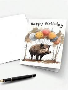 1pc Forest Ranger & Hunter Birthday Card (With Envelope) - "Happy Birthday" Birthday Greeting Card, Birthday Gift, Forest Ranger, Forest Hunting, Nature School Supplies, Back To School - Sets - View 3