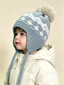 1PC Unisex Kids Versatile Earflap Knitted Knitted Hat, Warm Knitted Earflap Hat For Autumn/Winter - Ear Protection - View 7
