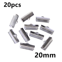 20pcs Stainless Steel Crimp End Bead Buckle Tip Clasp Cord Flat Cover Clasps Diy Necklace Bracelet Connectors For Jewelry Making - Steel - View 11