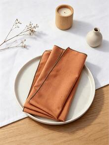 2/6/12pcs Exquisite Hemmed Napkins, Linen-Like Texture, Natural Drape, Suitable For Table Setting, Enhance Home Atmosphere, Practical And Decorative - Burnt Orange - View 1