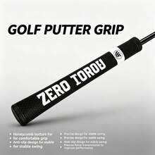 ZERO-TORQU Golf Putter Grip, Honeycomb Anti-Slip Texture Comfortable Wear-Resistant Grip Sleeve, Stable Feel Reduces Torque, Golf Club Accessory - Black - View 2