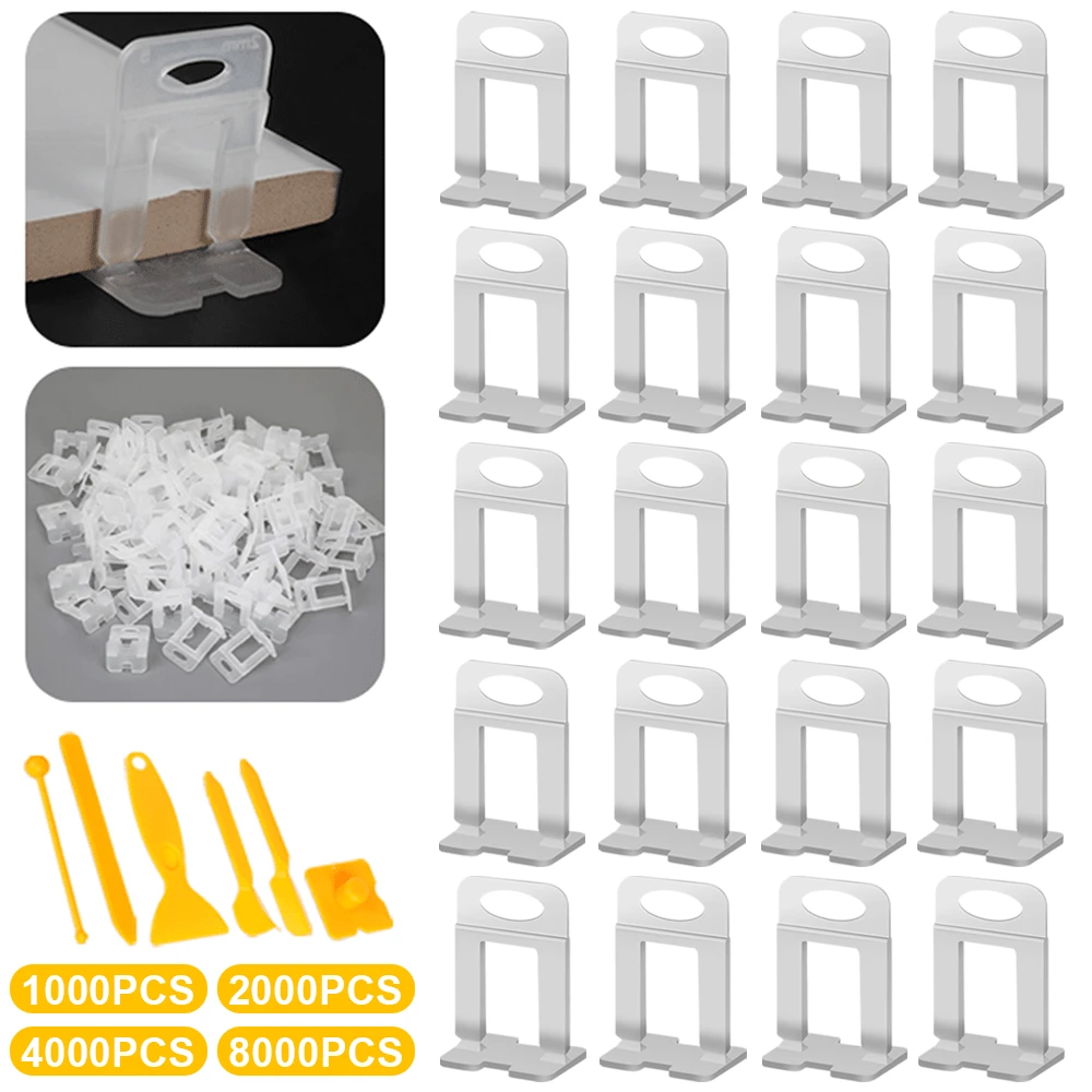 500/2000/4000/8000X Tile Leveling Spacer System Tool Clips Wedges Flooring Lippage Plier - 500pcs Spacers+6pcs Yellow Sewing Tools - View 1