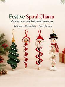 1 Set DIY Crochet Snowman Spiral Decoration Kit, 3D Christmas Hanging Ornament, Handmade Window, Porch, Wall And Holiday Tree Decor, Suitable For Beginners, Soft Yarn Handmade Kit - Christmas Ornament - View 1