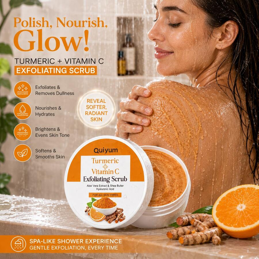 1 Pc Cleansing Healthily Quiyum Turmeric Vitamin C Exfoliating Scrub,100g Exfoliating Cream Scrub For Daily Use For Bathroom Spa - 100g - View 1