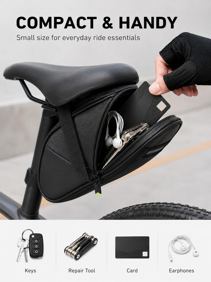 Premium Bicycle Tail Bag With Anti-Sway Stabilizing Strap, Waterproof Bicycle Saddle, Professional Rider Compact Saddle Storage, Suitable For Daily City Commuting And Long-Distance Touring, Sports Cycling Wedge Bag, Bicycle Bag And Pannier. - Multicolor - View 1