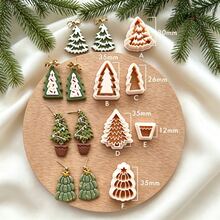 Christmas Themed Polymer Clay Mold, Creative Christmas Tree Shaped Soft Clay Jewelry Making Mold, Suitable For Making Handmade Christmas Earrings - Apricot - View 9