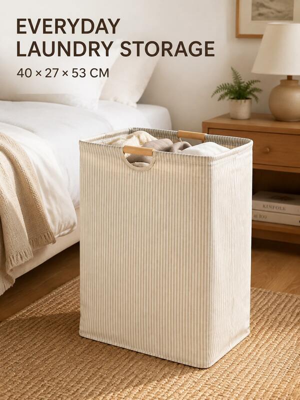 1pc Bohemian Style Extra Large Laundry Basket With Handle - Freestanding, Foldable Storage, Suitable For Bedroom, Bathroom And Dorm, Fresh And Beautiful Style, Large Capacity, Soft Material, Laundry Basket