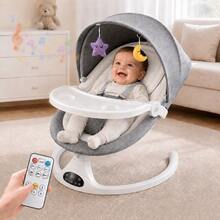 Smart Electric Baby Rocker With Timer Function, 5 Rocking Speeds, Bluetooth Music, And Mosquito Net - 查看 1