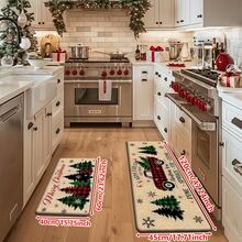 1/2/3pcs Christmas Theme Kitchen Rug, Flannel Kitchen Mat, Soft Comfortable Absorbent Non-Slip Machine Washable With Anti-Slip Backing, Suitable For Multiple Scenes: Entrance, Living Room, Bedroom, Kitchen, Dining Room, Bathroom, Laundry Room, Hallway, Christmas Holiday Home Decor Floor Mat - Multicolor - View 15
