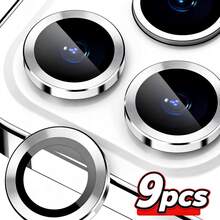 CASECOPS 3Set/9Pcs Metal Camera Lens Protector Compatible With Iphone 17/16 PRO MAX/16PRO/16 Plus/15 PRO MAX/15 PRO/14 PRO MAX/14 PRO/13 PRO MAX/13 PRO/12 PRO MAX/12 PRO, Tempered Glass, 9H Metal Single Lens Cover, Anti-Fall And Anti-Scratch, High Definition Transparent - Silver - Silver - View 8