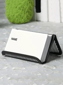1pc Solid Color Hollow Business Card Holder, Simple Multi-Purpose Desktop Card Holder For Office And School - Multicolor - View 1