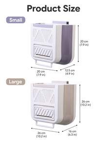 1Pc Aesthetic Wall‑Hanging Foldable Trash Bin, Thick Large‑Capacity Kitchen Garbage Container, Cream Tone Cabinet Door Hanging Waste Bucket, Multi‑Scene Household Storage Organizer - Multiple Styles - View 2