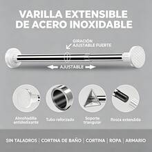 [Tubo telescópico de acero inoxidable multifuncional]Barra Telescópica Multifuncional Sin Taladro |   3 Tamaños Ajustables |   Acero Inoxidable, Fácil Instalación BAQS - 110-200 cm/43.3-78.7 pulgadas - Ver 3