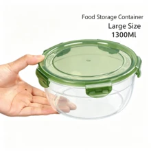 [1pc]Round Airtight Fresh-Keeping Lunch Box, Refrigerator Fruit Plastic Meal Box, Daily Kitchen Fresh-Keeping Bowl, Capacity 400-2000ml Optional - View 15