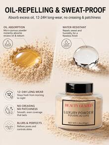 beauty glazed 2pcs/Set Makeup Set, Includes Liquid Foundation And Setting Powder - Long-Lasting Coverage, Luxury Matte Finish Powder Makeup Set, Oil Control, Lightweight Coverage, Waterproof Formula, Foundation Makeup, Buildable Coverage - BG Banana Powder 01+B232-101 - View 4