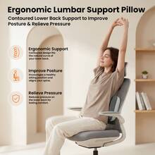 1pc Cool & Breathable Memory Foam Lumbar Support Pillow, Removable & Washable Cooling Pillowcase, Ergonomic Waist Cushion Backrest, Suitable For Back, Side, And Stomach Sleeping, Home, Sofa, Office, Car Multi-Scenario Back & Lumbar Support Pad - Grey - View 4