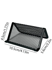 1pc Solid Color Hollow Business Card Holder, Simple Multi-Purpose Desktop Card Holder For Office And School - Multicolor - View 2