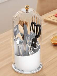 2pcs/1set Rotating Cutlery Storage Box, Knife And Fork Holder, Kitchen Storage, Tabletop Decor Storage Box, Multi-Functional Storage Basket, Holiday Decor Gift, Kitchen Storage, Desktop Storage, Fork Spoon Western Knife Storage Box - View 6