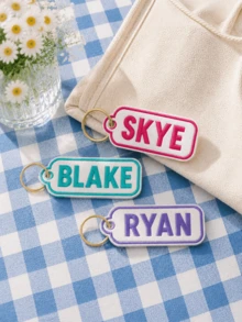 Custom Embroidered Name Keychains For Bags, Personalized Backpack Accessories, - Multicolor - View 3