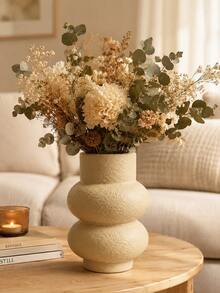 1pc Modern Textured Vase, Sculptural Bubble Shaped Flower Vase For Pampas Grass And Bouquets, Neutral Boho Tabletop Decor For Living Room Shelf Bedroom - Multiple 3 - View 7