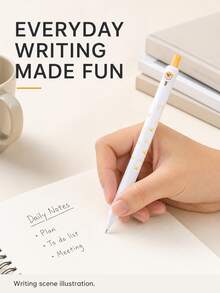 1pc/4pcs Button Pen Chai Dou Dou Clickable Gel Pen, Cartoon Dog Highly Attractive INS Style, Suitable For Students' Daily Writing, Journaling, Etc., Also Can Be Given As Christmas/Halloween Small Gifts From Parents To Children. - Multicolor - View 2