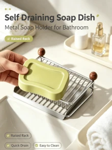 Sloped Drip Design Soap Dish, Quick‑Dry Metal Soap Storage Caddy, Keep Bar Soap Dry And Residue‑Free, Sturdy Wire Holder For Bathroom Vanity, Kitchen Sink And Washing Area - Multicolor - View 3