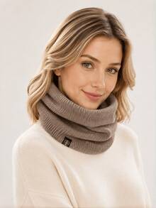 1pc Women's Knitted Fleece Neck Warmer, Windproof Ear Protector Cycling Face Mask, Men's Neck Scarf - Multicolor - View 15