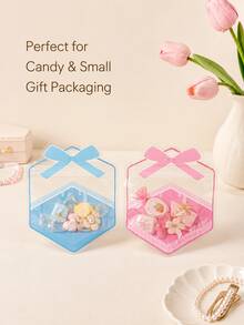 12 piezas Bolsas de embalaje reutilizables con forma de lazo y cierre automático, bolsas de plástico transparente, adecuadas para caramelos, aperitivos, joyas, recuerdos de fiesta, envolver regalos - Multicolor - Ver 1
