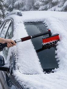1pc 2-In-1 Detachable Telescopic Car Snow Brush With Ice Scraper And Stainless Steel Handle, 60-80cm Adjustable Windshield Frost Scraper, 360° Rotating Snow Removal Tool, Suitable For Cars, SUVs And Trucks, Winter Car Cleaning Accessory - A - View 2