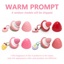 1/2Pcs Cute Strawberry Shape Temperature‑Change Lip Balm With Dessert Pendant Keychain,Moisturizing Hydrating Lip Care,Random Style - Fruity - View 8