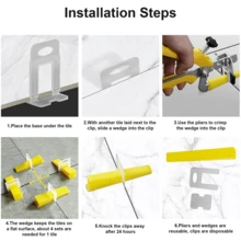 500/2000/4000/8000X Tile Leveling Spacer System Tool Clips Wedges Flooring Lippage Plier - 500pcs Spacers+6pcs Yellow Sewing Tools - View 3