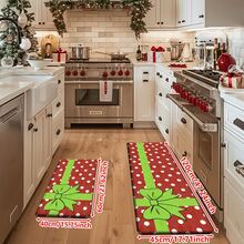 1/2/3pcs Christmas Theme Kitchen Rugs, Flannel Kitchen Rugs Comfortable Soft Absorbent Non-Slip Machine Washable With Non-Slip Backing Suitable For Multiple Scenes Entrance Living Room Bedroom Kitchen Dining Room Bathroom Laundry Room Hallway Christmas Holiday Home Decor Mat - Multicolor - View 16