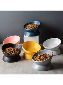 Non-Slip Tilted Ceramic Pet Bowl With Base, Suitable For Cats And Dogs, Reduces Neck Pressure, Improves Digestion, Cute Anti-Tip Ceramic Cat Food/Water Bowl, Suitable For Indoor Cats - A - View 4