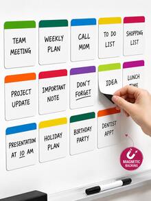 40/22/10pcs Reusable Magnetic Memo Set, Erasable Whiteboard Stickers, Fridge Magnets, Classification Labels, Message Notes, Memo Pads, Colorful Magnetic Label Paper, Office Meeting Warehouse File Management Storage Identification Stickers, Rewritable Easy-To-Erase Multi-Color Assortment, Freely Movable, Suitable For Whiteboards, Magnetic Surfaces And Metal Plates, Classroom Must Haves, Classroom Organisation, Classroom - Label Sticker Set - View 2