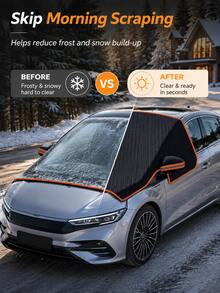 Practical Car Windshield Snow Cover With Rearview Mirror Pocket And Fixing Straps, Prevents Frost And Ice Buildup, Blocks Snow And Cold, Foldable Car Windshield Protector, Suitable For Sedan, SUV, MPV, For Winter Outdoor Parking, Cold Weather And Snowy Days - Multicolor - View 4