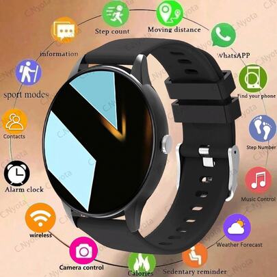 Smartwatch Layar Bulat Definisi Tinggi dengan Tali, Jam Tangan Digital Modis, Mendukung Panggilan dan Kontrol Musik, Jam Tangan Olahraga Unisex, Cocok untuk Musim Kembali ke Sekolah