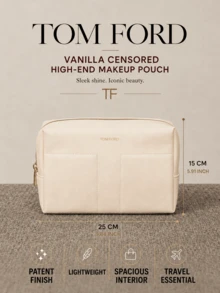 Tom Ford TF Forbidden Vanilla Couture Makeup Bag, 25*15.5*7 Cm, Lightweight, Easy To Carry, For Daily Essentials, Minimalist Design, Premium Fabric, Suitable For Travel Storage. - Off-white - View 11