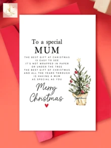 1pc Heartfelt Christmas Greeting Card For Special Mum Dad, Delicate Watercolor Mini Christmas Tree & Red Heart Pattern, Sweet Poem Wording, Warm Sincere Holiday Blessing, Lovely Sentimental Gift For Mom, Beautiful Keepsake Card To Mother Mum Father - One Size Fits All - View 7