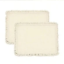2/6/12/120 miếng lót bàn ăn phong cách Bohemian màu be có tua rua bằng vải, có thể giặt và tái sử dụng, khăn trang trí bàn cho phòng ăn, bếp, đám cưới, tiệc, quán cà phê - trắng - Xem 6