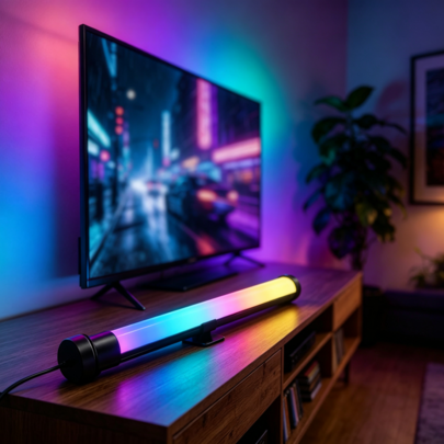 1/2 piezas Barra de luz RGB con atenuación continua, lámpara ambiental LED USB con control en línea, clip ajustable y soporte para mesita de noche, estantería y configuración de TV para juegos, aplicable a iluminación de escenas de juegos, creando una atmósfera de sala de juegos