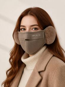 Masker Wajah Musim Dingin Hangat Wanita dari Bahan Fleece dengan Penutup Telinga Lembut, Masker Wajah Tahan Angin yang Dapat Diatur, Cocok untuk Bersepeda, Bepergian, dan Aktivitas Luar Ruangan - alat penutup telinga - View 4