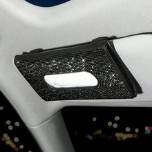 Car Hanging Tissue Box, Rhinestone Decorated, Sun Visor Car Tissue Box - A - View 5