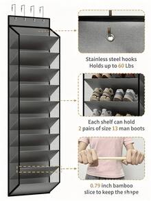 Over‑The‑Door Shoe Organizer, Breathable Mesh Hanging Shoe Rack, Tool‑Free Hook Installation, Holds 30 Pairs, Slim 5cm Space‑Saving Large Capacity, For Entryway Bedroom Small Apartments, Home Shoe Storage Keep Footwear Tidy - Multicolor - View 8